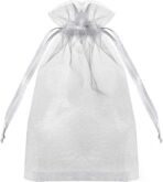 HongyiTime 100PCS Premium Sheer Organza Bags, White Wedding Favor Bags with Drawstring, 4x6 inches Jewelry Gift Bags for Party, Festival, Makeup Favor Bags,Net Gift Bags,Drawstring Goody bags - Image 2