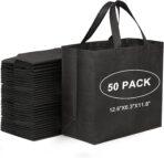 JERIA Black Reusable Totes Bag with Reinforced Handles Non Woven Bulk Shopping Bags - Image 2