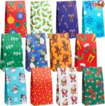 Joiedomi 72 PCS of Christmas Goody Kraft Bags, 12 Assorted Xmas Designs Small Holiday Goodie Gift Bags for Classrooms Party Favors, Christmas Craft Party Treat (9.75" x 3" x 5") - Image 2