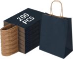 Joybe 200 Pack 8x4.75x10 Inch Medium Navy Blue Kraft Paper Bags with Handles Bulk, Craft Paper Gift Bags for Party Favors Grocery Retail Shopping Business Goody Merchandise Take Out Blank Sacks - Image 2