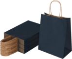 Joybe 50 Pack 8x4.75x10 Inch Medium Navy Blue Kraft Paper Bags with Handles Bulk, Craft Paper Gift Bags for Party Favors Grocery Retail Shopping Business Goody Merchandise Take Out Blank Sacks (50pcs) - Image 2