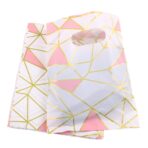 Joyhey 100 Count 5.8" x 7.8" Plastic Merchandise Bags, Shopping Retail Boutique Bags with Die Cut Handles - White Geometry - Image 2