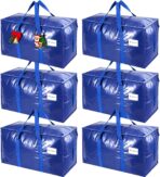 KYODOLED 6 Pack Extra Heavy Duty Blue Moving Bags - Large Move In & Packing Bags for College Students, Sturdy Storage Totes with Strong Zipper & Comfortable Handles for Clothes Storage - Image 2