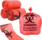 Klmnop 200 Pack Biohazard Waste Bags, 3 Gallon 14.57 x 18.9in Heavy-Duty Red Trash Bag, Medical-Grade Biohazard Waste Disposal Bags for Safety Waste Disposal(Red) - Image 2