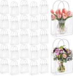 LEIFIDE 50pcs Clear Plastic Gift Bags with Handles PVC Reusable Transparent Totes Bags for Goodie Candy School Birthday Party(5.1 x 5.9 x 2.7 Inch) - Image 2