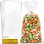 Labeol 160pcs Clear Cellophane Bags 7X14 Treat Bags with Ties Goodie Bag Clear Gift Bag for Packaging Popcorn Party Favor Cookie Candy Bakery Plastic Gift Wrap - Image 2