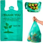 Lakesstory Biodegradable Green T-Shirt Bags | Compostable Grocery Bags | Eco-Friendly Plastic Bags - Image 2