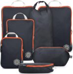Large Compression Packing Cubes for Travel-Packing Cube Luggage Organizers 7 Piece Set for Checked Luggage-Ultralight, Expandable/Compression Bags by TRIPPED Travel Gear (Grey/Orange) - Image 2