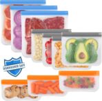 Lerine 10 Pack Dishwasher Safe Reusable Bags, Leakproof Reusable Freezer Bags, BPA Free Food Storage Bags for Marinate Food Travel - 3 Gallon 4 Sandwich 3 Snack - Image 2