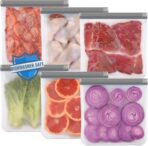 Lerine 6 Pack Reusable Gallon Freezer Bags Dishwasher Safe, BPA Free Reusable 1 Gallon Bags, Leakproof Food Storage Bags for Marinate Meats, Cereal, Vegetables, Home Organization(Gray, 6Gallon) - Image 2