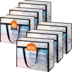 Lifewit 6 Pack Clear Blanket Storage Bags, Foldable Plastic Clothes Organizer with Zipper, Closet Organization Containers and Moving Bag for Comforter, Bedding, Duvet, 40L - Image 2