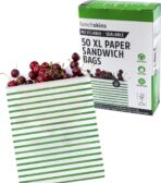 Lunchskins Recyclable & Sealable XL Sandwich Bags – 50 Count | Stripe Design | Eco-Friendly Food Storage Bags Made from Grease-Resistant Glassine Paper with Self-Adhesive Closure - Image 2