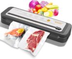 MEGAWISE Vacuum Sealer Machine 2025, 80kPa High Suction Power, One-Touch Operation, Built-in Cutter, Compact Design with Starter Bags – Food Vacuum Sealer for Dry & Moist Foods (Silver) - Image 2