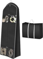 MISSLO 70" Wedding Dress Garment Bag with Bride Tote Bag 8'' Gusseted Wedding Dress Bags for Gowns Long 4 Pockets Dress Cover for Women, Black - Image 2