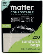 Matter Compostable Sandwich Bags for Food Storage, Eco-Friendly, Resealable, 200 Count - Image 2