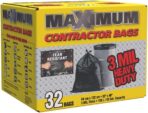 Maximum Heavy Duty Garbage Bags, 42-Gallon, 3 Mil, Black Garbage Bags Extra Large, Tear Resistant, Industrial Strength, 32 Counts - Image 2