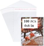 Miraclekoo100Pcs 4-1/2 x 6-1/2 Self Sealing Cello Cellophane Bags Thick Clear Plastic Sleeves - Fit A4 Envelope 4X6 Photos Cards Toploaders Prints Treats Cookie Candy - Image 2