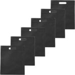 Muka 6 PCS Non-woven Die-cut Handle Tote Bag Heat Sealed Shopping Bag Goodie present Bag for Merchandise Packaging-Black-12"x16" - Image 2