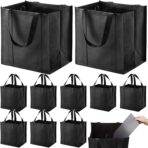 NERUB Set of 10 Reusable Grocery Bags Heavy Duty Shopping Bags Large Grocery Totes with Reinforced Bottom Super Sturdy Handles, Black - Image 2