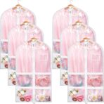 Nuenen 6pcs Garment Bags for Dance Costume Clothing Bags Hanging Clothes Clear Dance Garment Carrier for Dancers with 5 Zipper Pockets Closet Hanging Clothes Cover (White) - Image 2