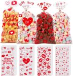 ONFAON Valentines Bags, 180pcs Valentines Goodie Bags with 200pcs Twists for Snacks Cookies Candy Packing, Cellophane Treat Bags for Classroom Parties, Kids, Coworkers - Image 2