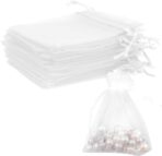 Organza Bags, White Organza Bags, 50Pcs, Sheer Organzas Bag 3 x 4 inch, Jewelry Gift Bags, Party Favor Bags with Drawstring, Mesh Gift Pouches Mini Candy Pouch for Wedding Christmas Party - Image 2