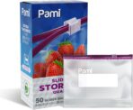 PAMI Thick Leakproof Reusable Slider Zipper Food Storage Bags for Pantry and Freezer with Expandable Base and Write-On Label (Quart 50 Clear) - Image 2
