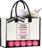 Pack of 5 | 10 | 50 | 100 | 200 Tote Bag Custom Logo, Personalized Bag with Picture, Logo Business bag, Custom Bag in Bulk - Image 2