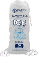 Party Bargains 8 lb Plastic Drawstring Ice Bags 50 Count 19″ x 11″ Durable Heavy Duty Ice Storage Bags for Parties Catering Coolers Outdoor Events | Tear Resistant, Leak Proof, Easy Carry Closure, BPA Free, Commercial Use - Image 2