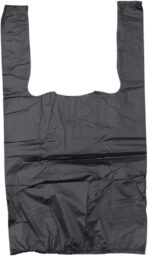 Plastic Bag-Black Plain Embossed T-Shirt Bag 8"x 4"x 15" 15 mic - 1500 bags/case - Image 2