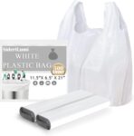 Plastic Bags, (11.5”x 6.5" x 21”)(500Pack) White Plastic Shopping Bags with Handles for Small Business Grocery T Shirt Bag Reusable and Disposable, in Bulk - Image 2