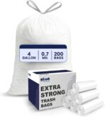 Plasticplace 4 Gallon White Drawstring Trash Bags, 200 Count (Pack of 1) – 0.7 Mil Leak-Proof Garbage Liners for Small Trash Can, Bathroom, Kitchen, Office, and Car Use - Image 2