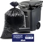 Plasticplace 64-65 Gallon Black Trash Bags, Heavy Duty Toter Can Liners, Tear & Leak-Proof, Industrial Strength, 25 Count, Large Garbage Bags for Kitchen & Commercial Use 1.2 Mil, 50" x 60" - Image 2