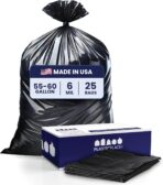 Plasticplace Contractor Trash Bags 55-60 Gallon │ 6.0 Mil │ Black Heavy Duty Garbage Bag │ 36” x 58” (25 Count) - Image 2