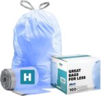 Plasticplace Custom Fit Blue Drawstring Trash Bags, Compatible with Simplehuman Code H, Tear-Resistant, Scent-Free, for Indoor Use Home Office Trashbags (100 Count), 8-9 Gallon / 30-35L, 18.5" x 28" - Image 2