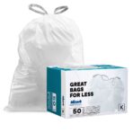 Plasticplace Custom Fit Trash Bags, Compatible with simplehuman Code K (50 Count) White Drawstring Garbage Liners 10 Gallon / 38 Liters 24" x 28" - Image 2