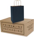 Prime Line Packaging Paper Gift Bags, Navy Blue Gift Bags Small with Handles, Shopping Bags for Business, Goodies, Party Favor, Welcome, Graduation, Bulk, 8x4x10, 100 Pack - Image 2