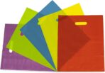Prime Line Packaging Plastic Gift Bags, Party Favor Bags with Handles, 1.25 Mil Die Cut, Small Business, Holidays, Goodies, Shopping, Multi-Color, Bulk, 12x15, 100 Pack - Image 2
