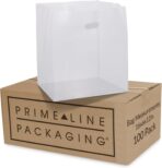 Prime Line Packaging White Plastic Bags, Shopping Bags with Die Cut Handles for Restaurants, Food To Go, Bread, Take Out Goodies, Small Business, Bulk, 13x10x15, 100 Pack - Image 2