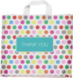 Purple Q Crafts Printed Polka Dot Thank You Bag. 50 PACK 15"x12". Frosted Soft Loop Shopping Bag with Gusset for Merchandise, Boutiques (15"x12") - Image 2