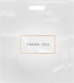 Purple Q Crafts White Large Plastic Shopping Bags with Thank You Logo 16" x 18" Boutique Bags with Handles 100 Pack for Merchandise, Gifts, Trade Shows and More - Image 2