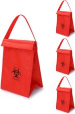 QWORK Medical Specimen Transport Bag, 4 Pack, Bio Transport, 6.75" x 10" x 5.75", Red - Image 2