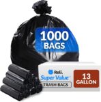 Reli. 13 Gallon Trash Bags | 1000 Bags | Black | Tall Kitchen | Strong | Garbage - Image 2