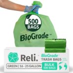 Reli. Biodegradable 16-25 Gallon Trash Bags | 500 Count Bulk | ASTM D6954 | Green | Eco-Friendly | Oxobiodegradable Under Certain Conditions (See Product Description) - Image 2