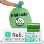 Reli. Biodegradable 6-10 Gallon Trash Bags | 150 Count | ASTM D6954 | Green | Eco-Friendly | Oxobiodegradable Under Certain Conditions (See Product Description) - Image 2