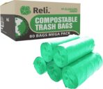 Reli. Compostable 33 Gallon Trash Bags | 80 Count Bulk | ASTM D6400 | Green | Eco-Friendly | For Compost - Image 2