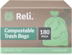 Reli. Compostable 4 Gallon Trash Bags | 180 Count | ASTM D6400 | Green | Eco-Friendly | For Compost - Image 2