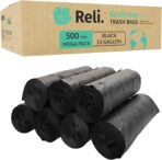 Reli. EcoStrong 13 Gallon Trash Bags | 500 Count Bulk | Black | Eco-Friendly | Made from Recycled Material - Image 2