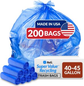 Reli. SuperValue 40-45 Gallon Recycling Bags | 200 Count | Blue Trash Bags | Made in the USA - Image 2