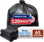 Reli. SuperValue 65 Gallon Trash Bags | 120 Count | Made in USA | Heavy Duty | Bulk | Black Multi-Use Garbage Bags - Image 2